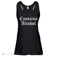 Contains Alcohol Old English Style Beer Wine Lover Ladies Essential Flowy Tank thumb 0