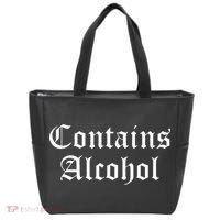 Contains Alcohol Old English Style Beer Wine Lover Tote Bag thumb 0