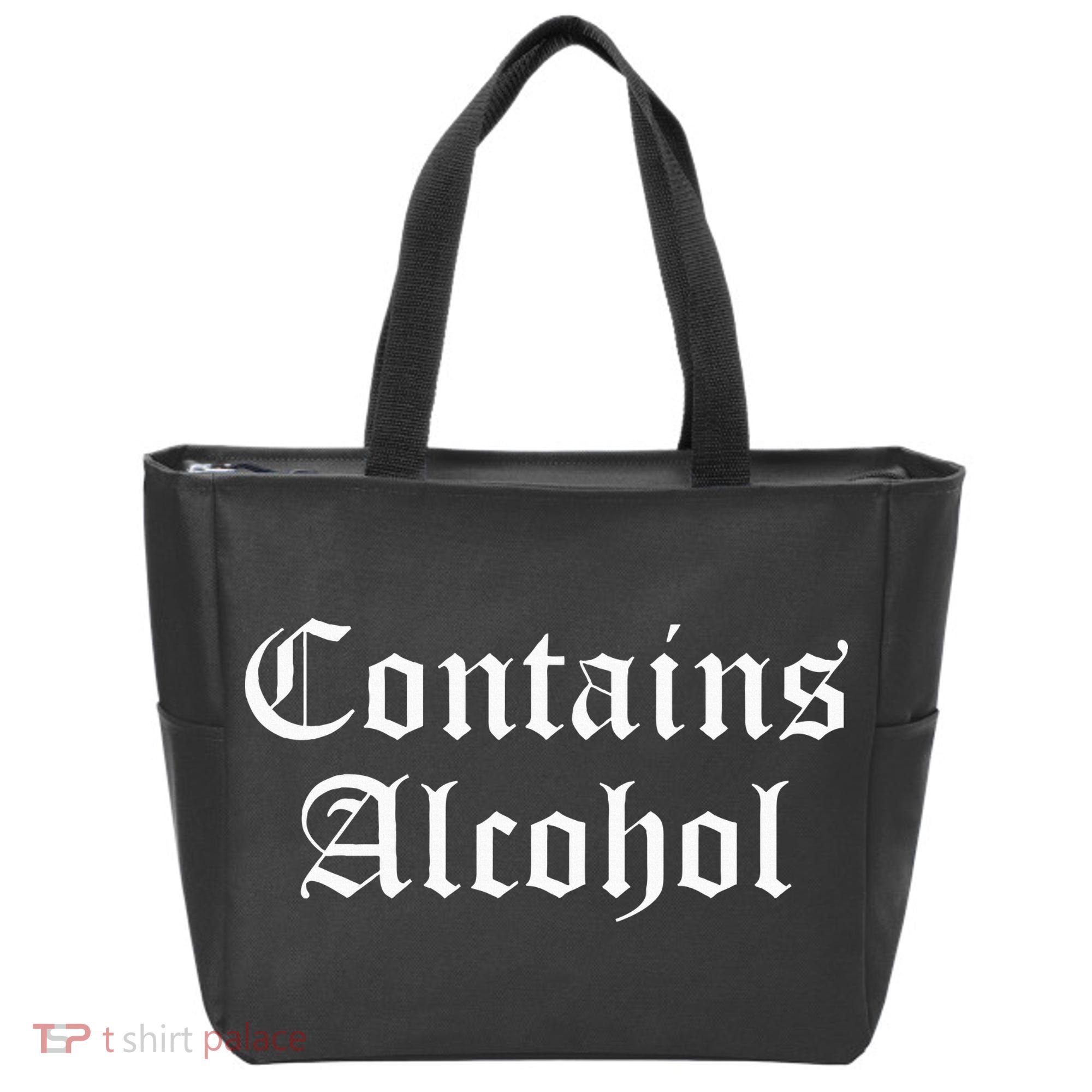 Contains Alcohol Old English Style Beer Wine Lover Tote Bag