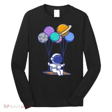 Cute Astronaut On Balloon Swing Long Sleeve Shirt