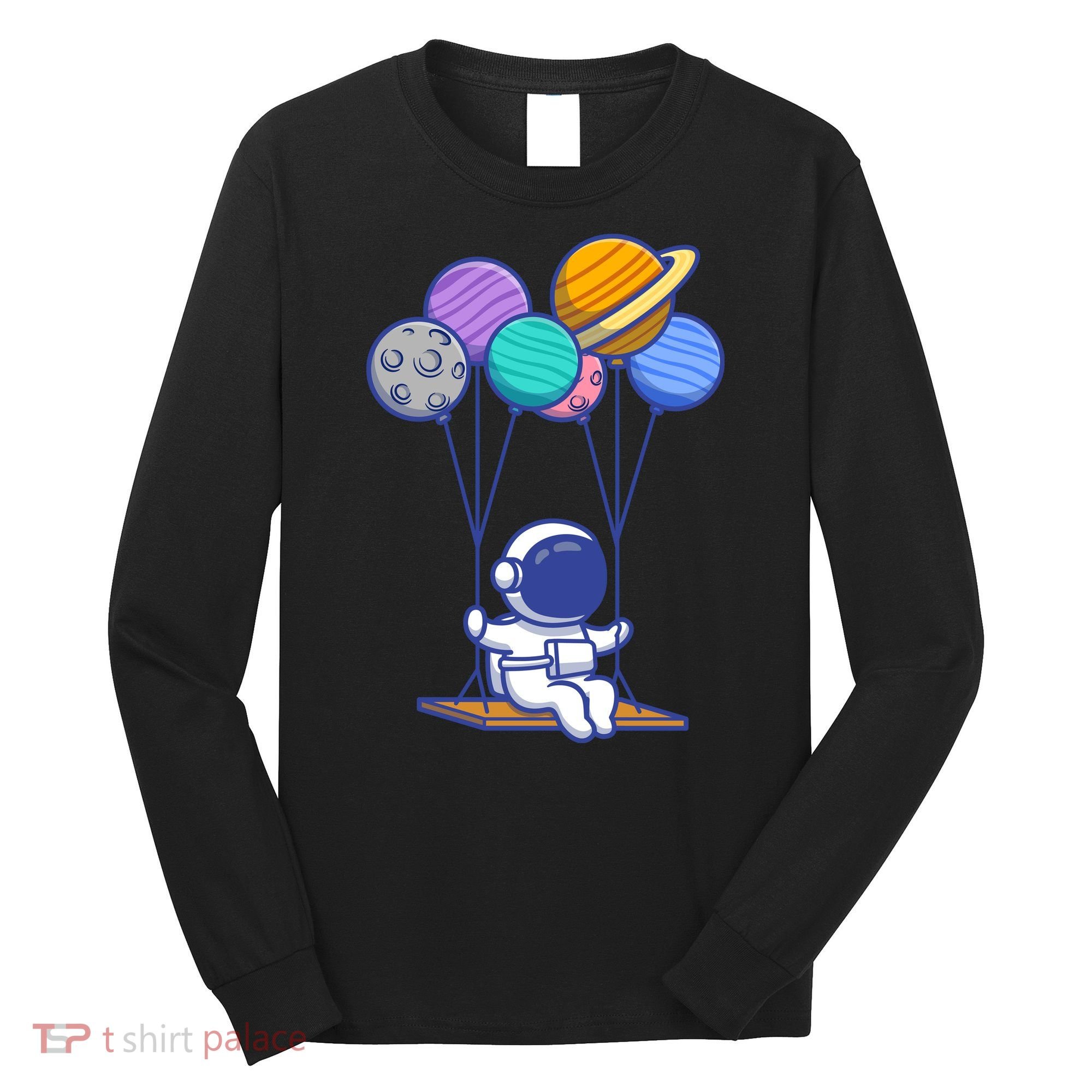 Cute Astronaut On Balloon Swing Long Sleeve Shirt
