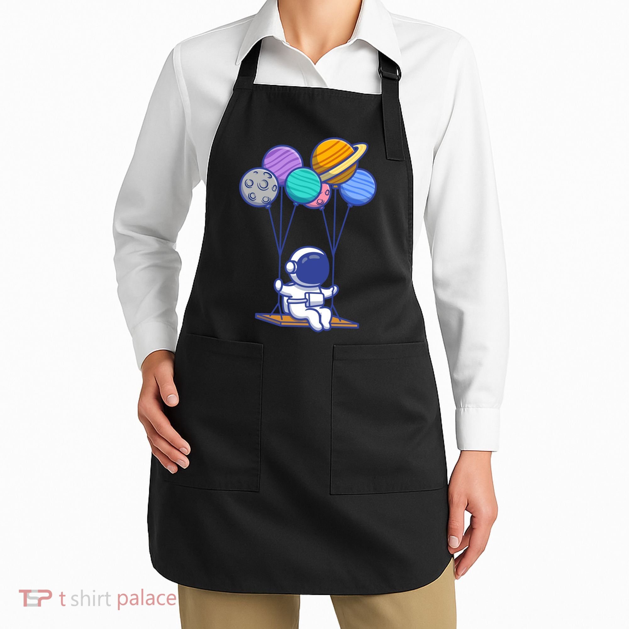 Cute Astronaut On Balloon Swing Apron