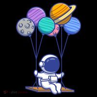 Cute Astronaut On Balloon Swing Coaster thumb 2