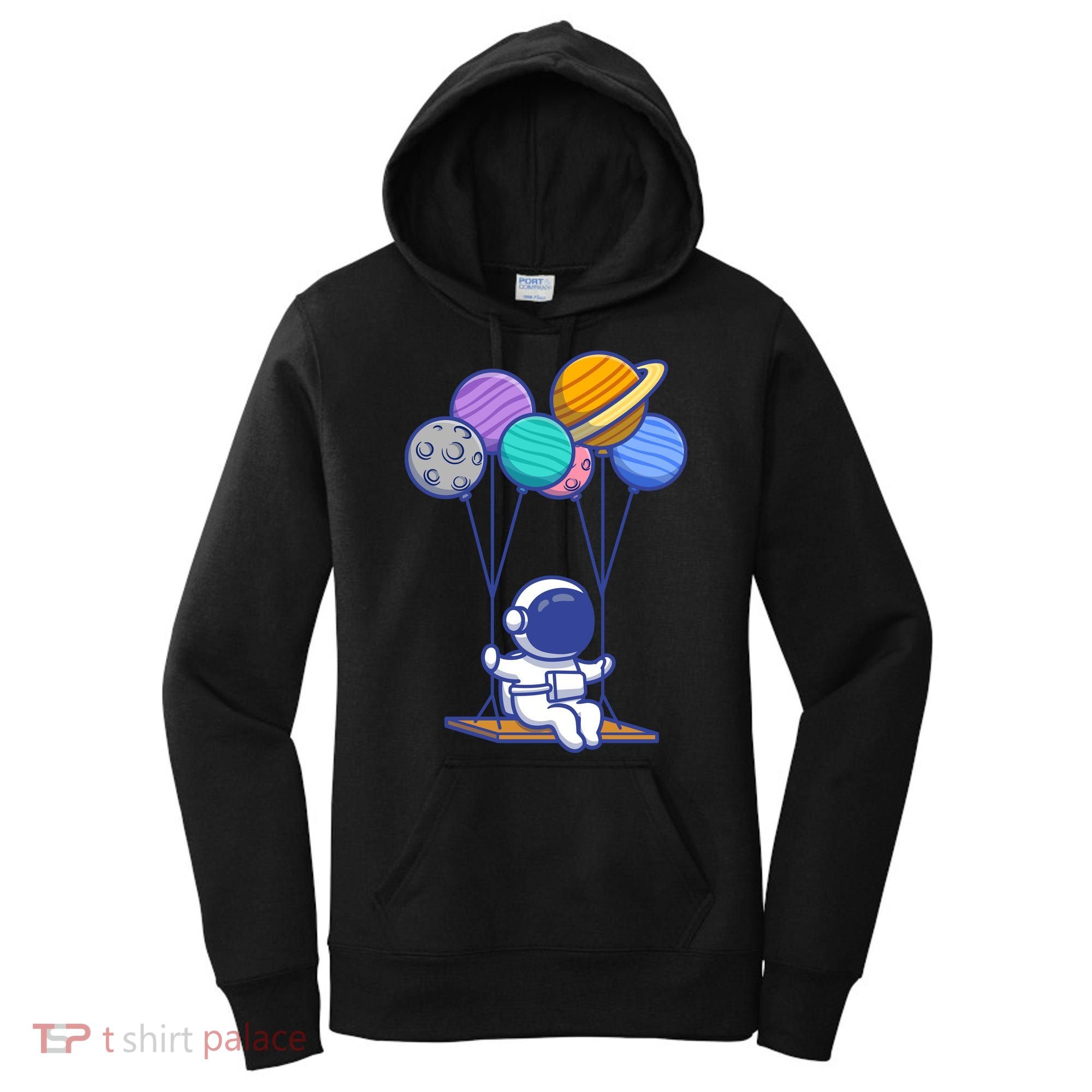 Cute Astronaut On Balloon Swing Women's Hoodie