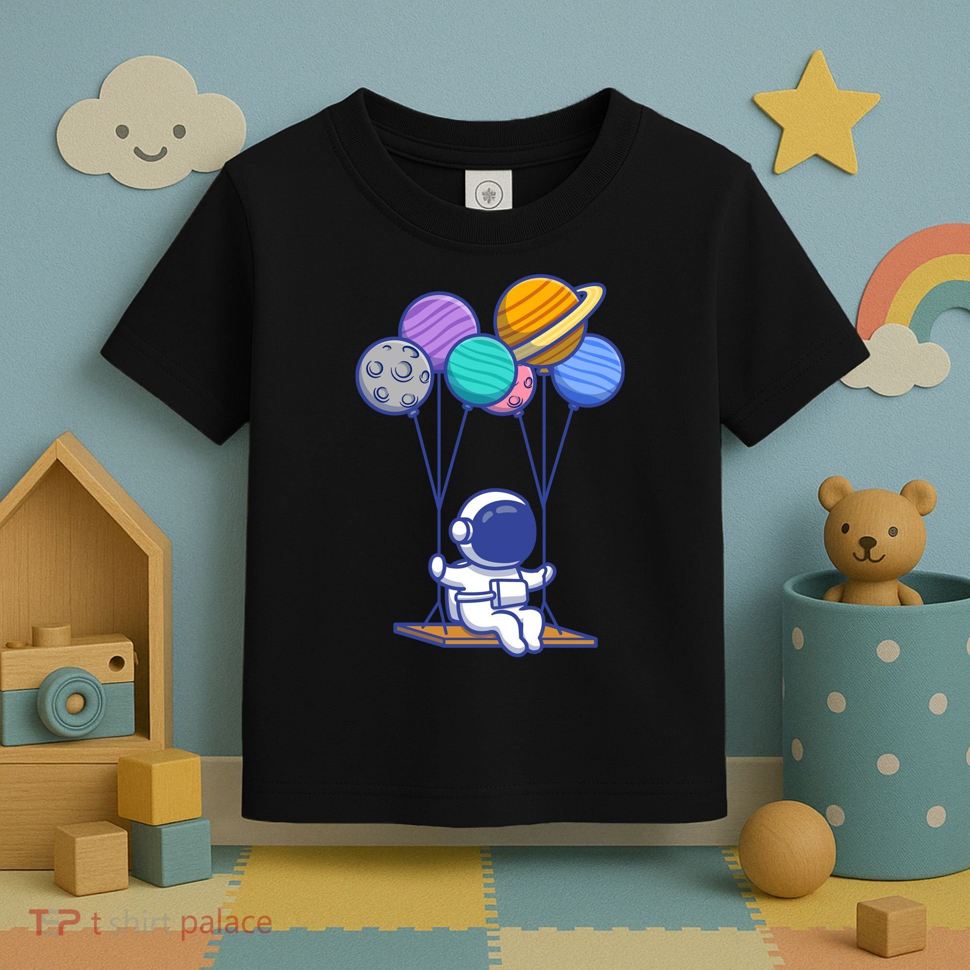Cute Astronaut On Balloon Swing Toddler T-Shirt