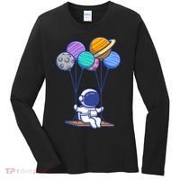 Cute Astronaut On Balloon Swing Women's Long Sleeve Shirt thumb 0