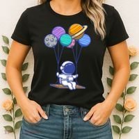 Cute Astronaut On Balloon Swing Women's T-Shirt thumb 2