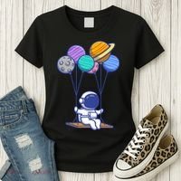 Cute Astronaut On Balloon Swing Women's T-Shirt thumb 3