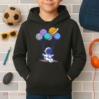 Cute Astronaut On Balloon Swing Kids Hoodie thumb 2