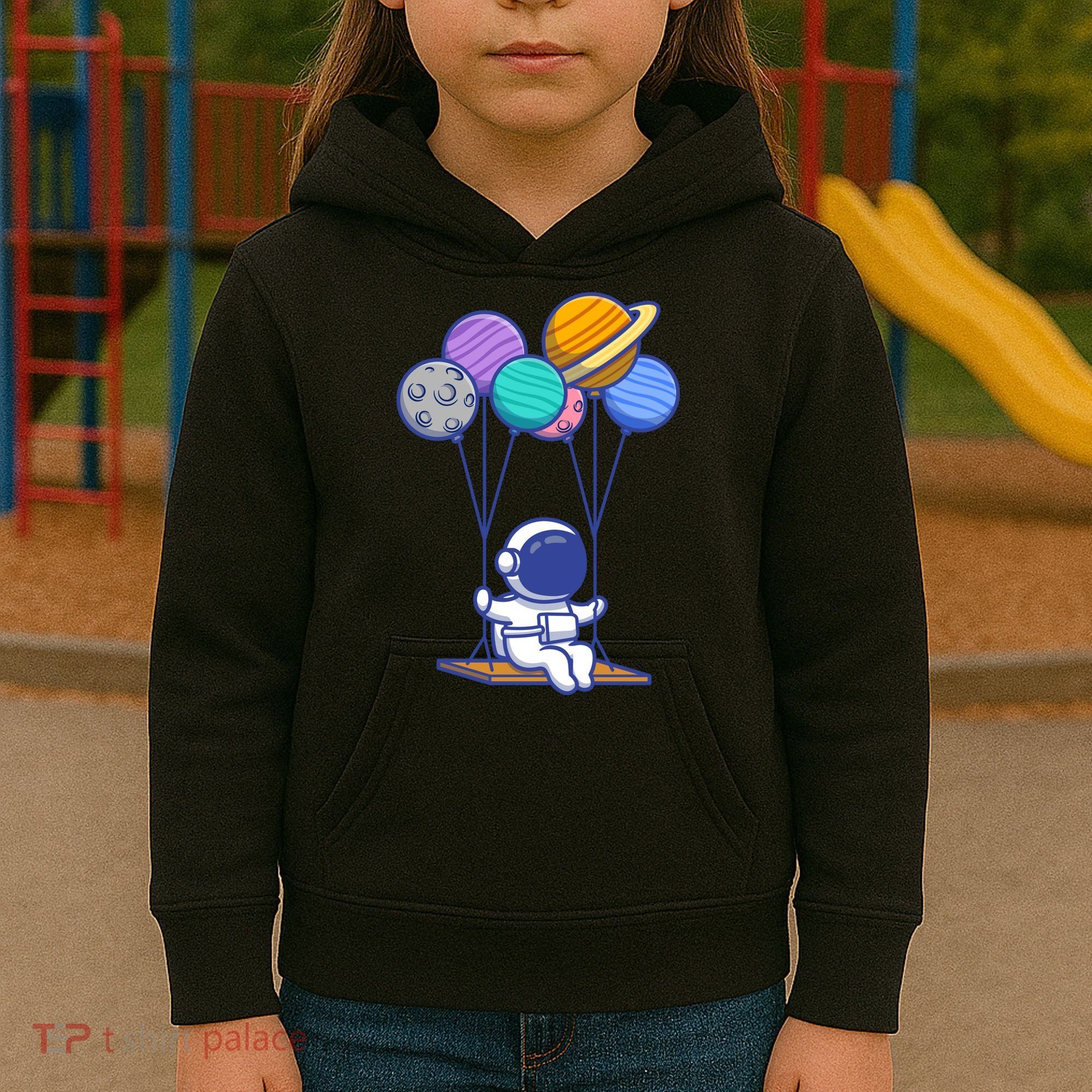 Cute Astronaut On Balloon Swing Kids Hoodie