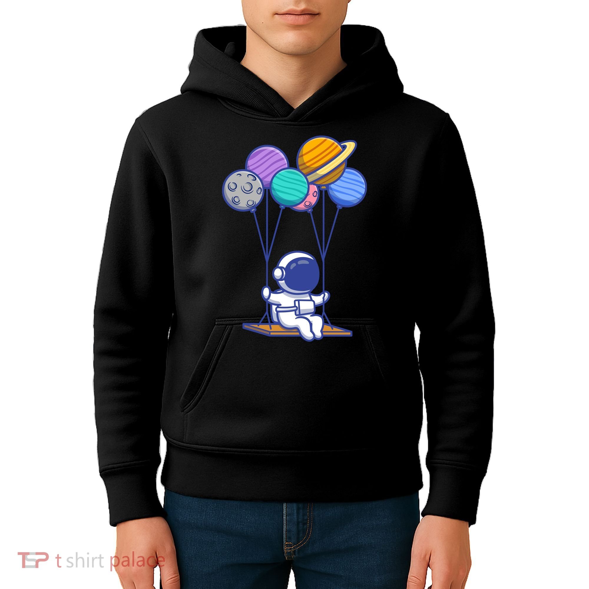 Cute Astronaut On Balloon Swing Kids Hoodie