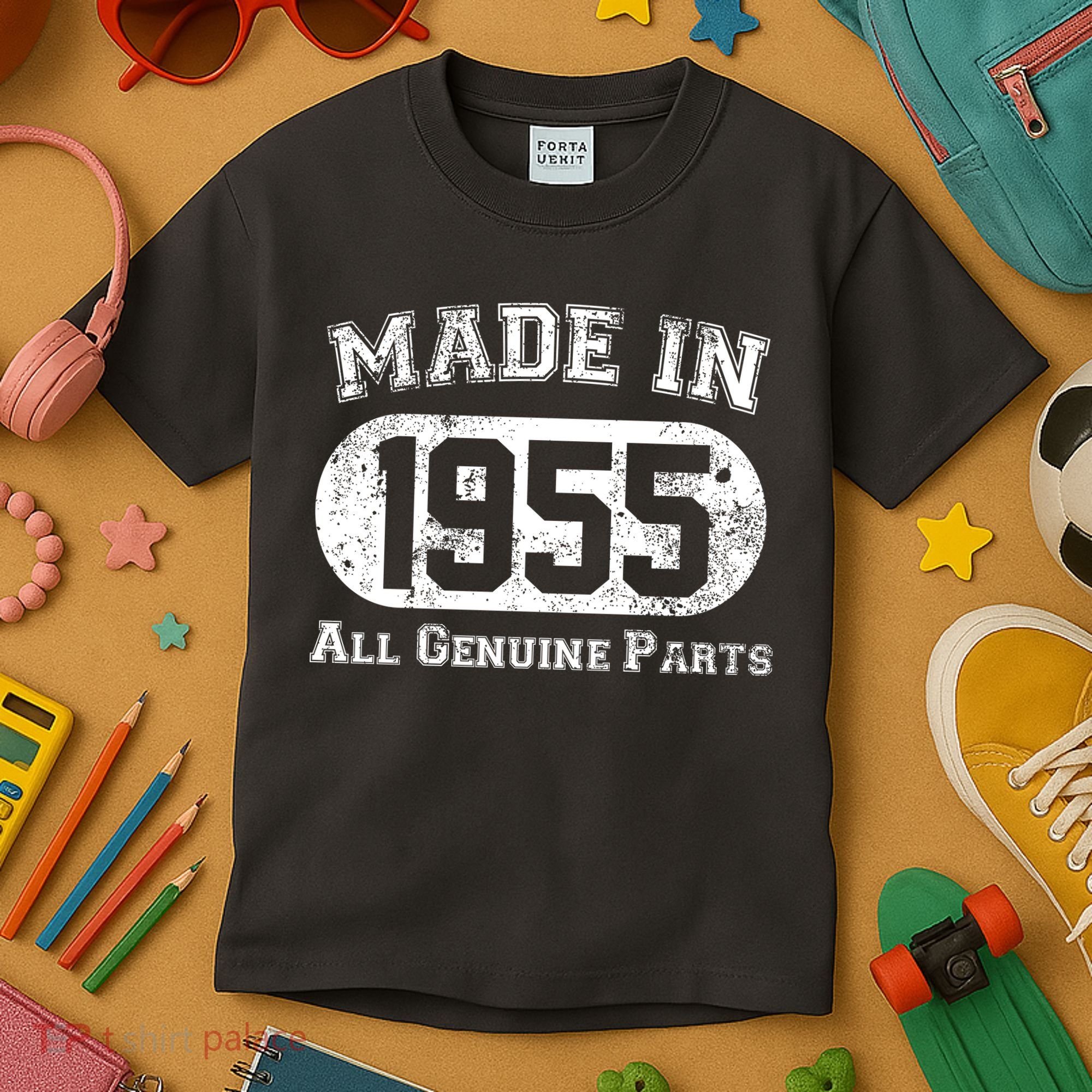 Custom AI Personalized Birthday Year Made In 19XX All Genuine Parts Kids T-Shirt