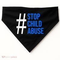 Child Abuse Prevention Awareness Blue Boho Rainbow Pinwheel USA-Made Doggie Bandana thumb 0