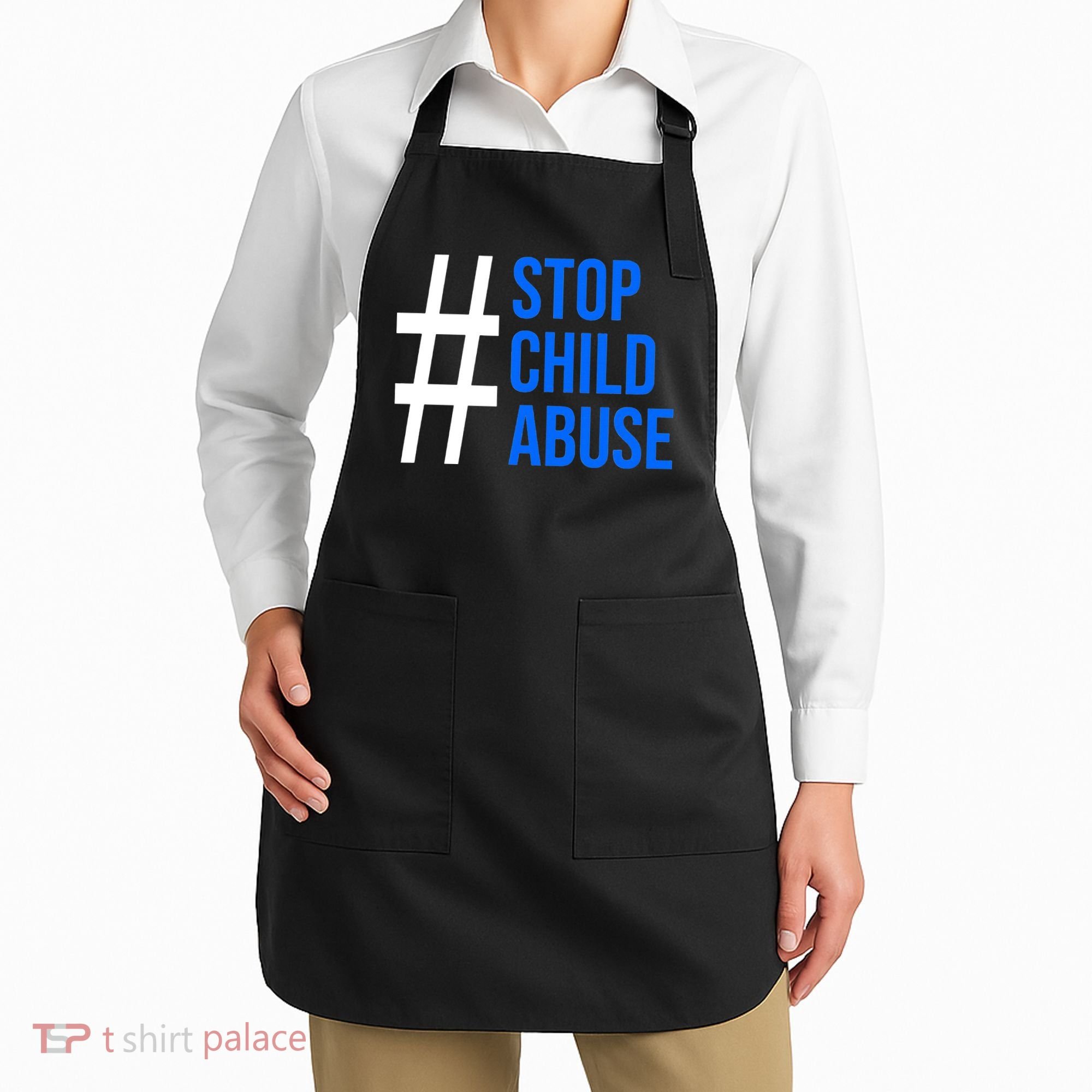 Child Abuse Prevention Awareness Blue Boho Rainbow Pinwheel Apron