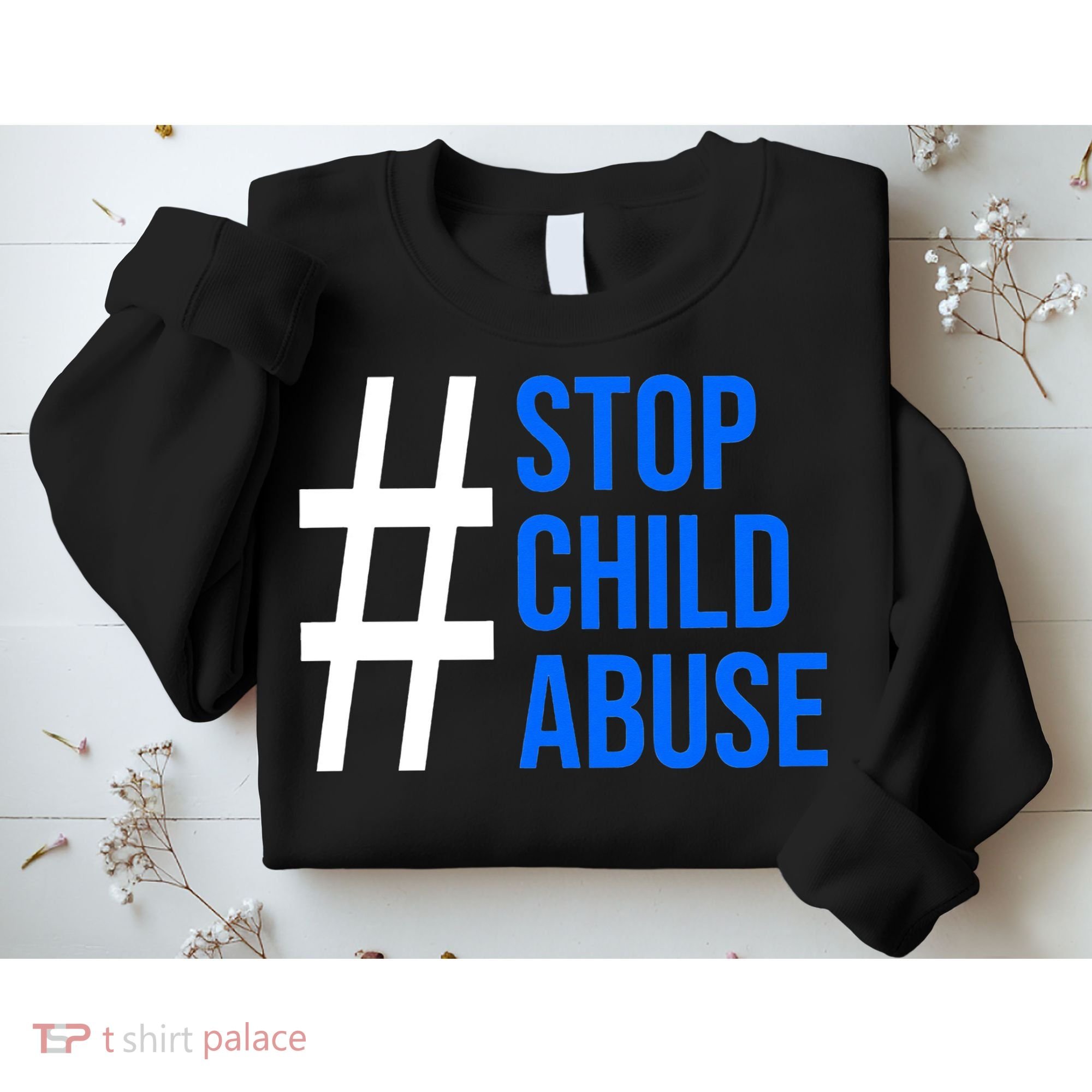 Child Abuse Prevention Awareness Blue Boho Rainbow Pinwheel Sweatshirt