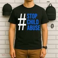 Child Abuse Prevention Awareness Blue Boho Rainbow Pinwheel T-Shirt thumb 6