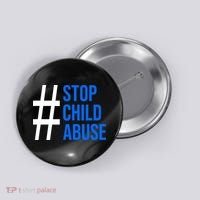 Child Abuse Prevention Awareness Blue Boho Rainbow Pinwheel Button thumb 0