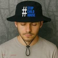 Child Abuse Prevention Awareness Blue Boho Rainbow Pinwheel Bucket Hat thumb 2