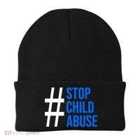 Child Abuse Prevention Awareness Blue Boho Rainbow Pinwheel Beanie thumb 0