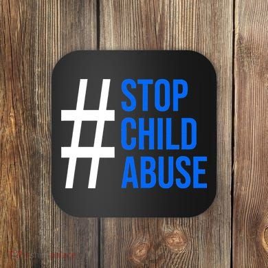 Child Abuse Prevention Awareness Blue Boho Rainbow Pinwheel Coaster