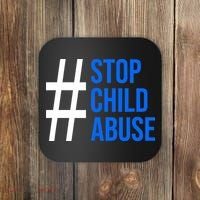 Child Abuse Prevention Awareness Blue Boho Rainbow Pinwheel Coaster thumb 0