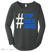 Child Abuse Prevention Awareness Blue Boho Rainbow Pinwheel Women's Perfect Tri Tunic Long Sleeve Shirt thumb 0