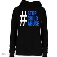 Child Abuse Prevention Awareness Blue Boho Rainbow Pinwheel Womens Funnel Neck Pullover Hood thumb 0