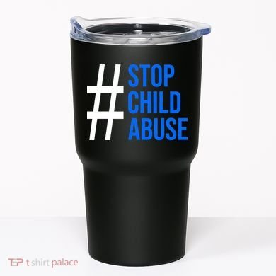 Child Abuse Prevention Awareness Blue Boho Rainbow Pinwheel Tumbler