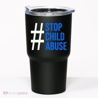 Child Abuse Prevention Awareness Blue Boho Rainbow Pinwheel Tumbler thumb 0