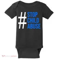 Child Abuse Prevention Awareness Blue Boho Rainbow Pinwheel Baby Bodysuit thumb 0