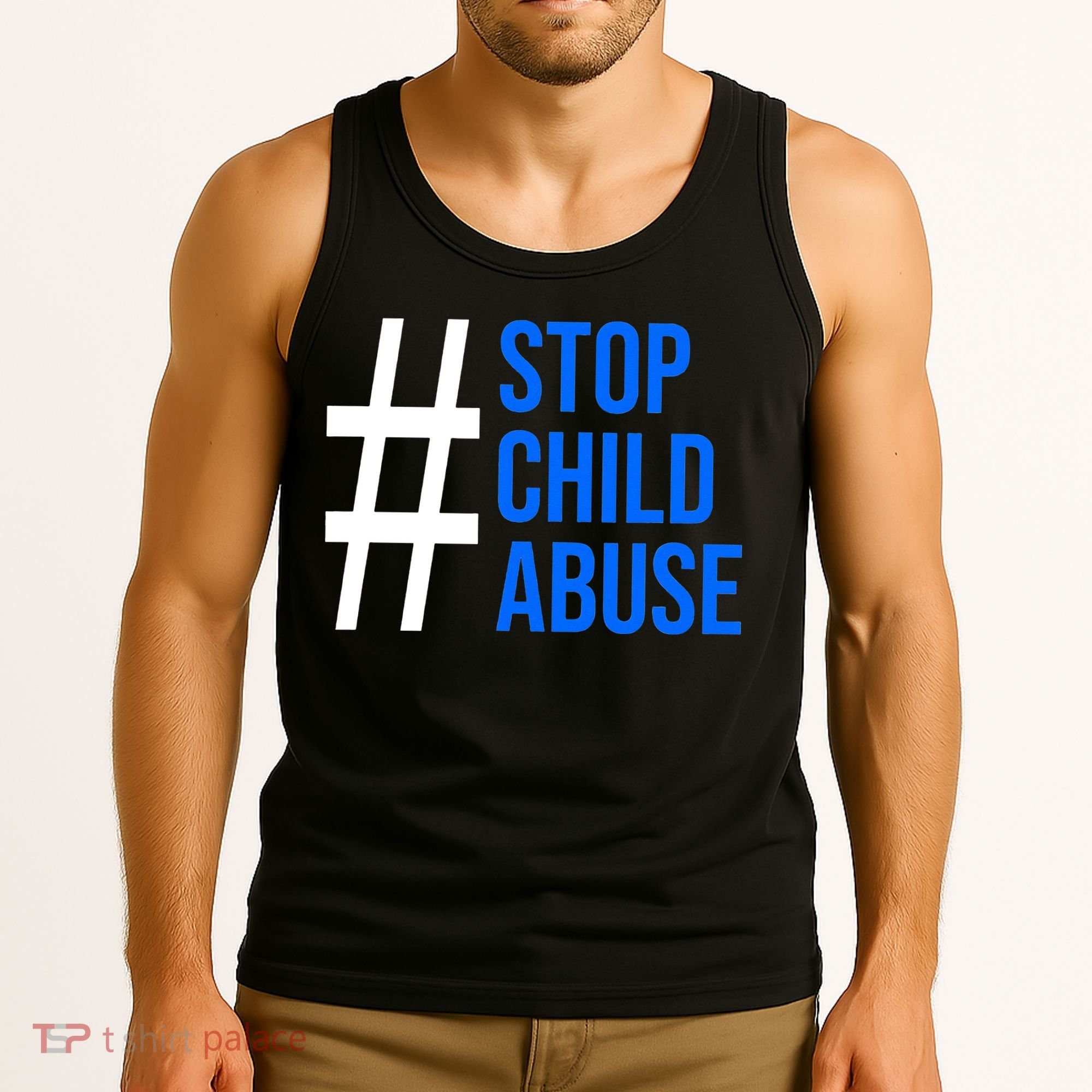 Child Abuse Prevention Awareness Blue Boho Rainbow Pinwheel Tank Top