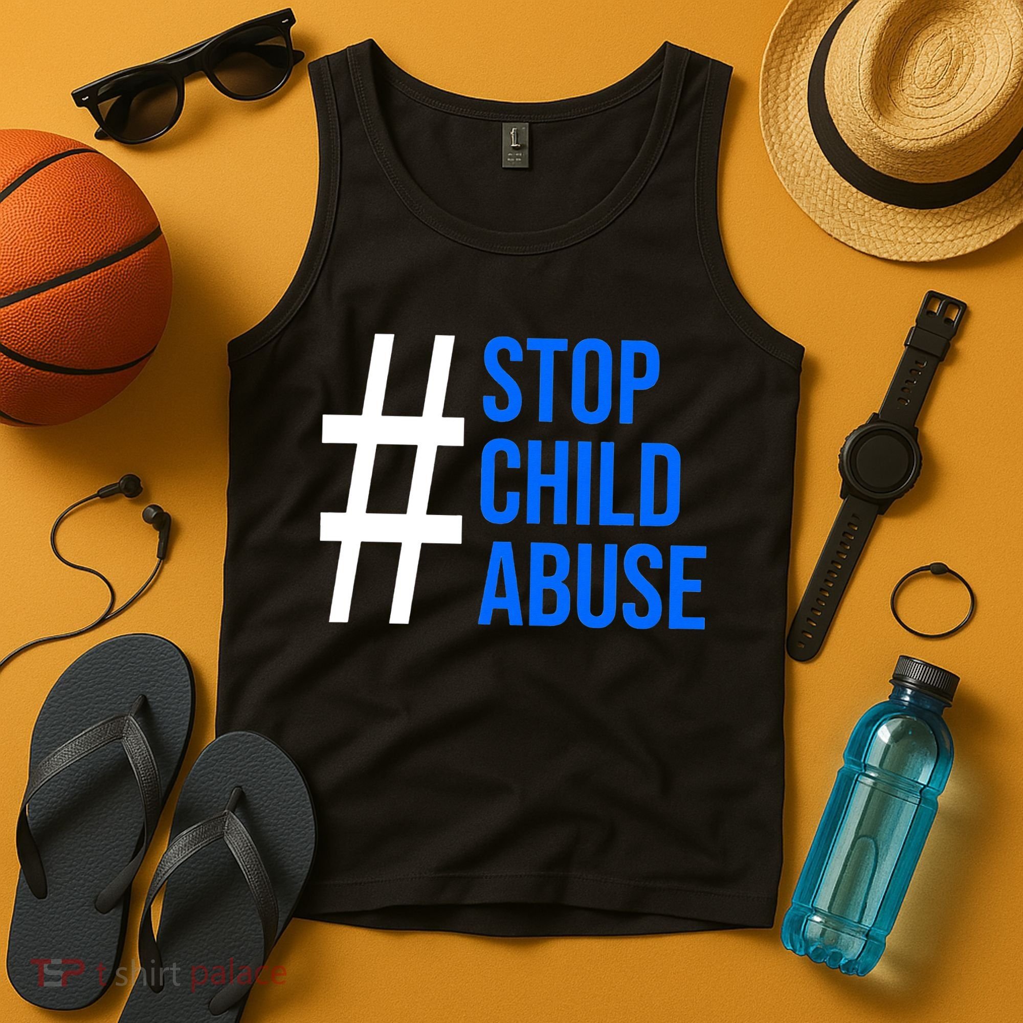 Child Abuse Prevention Awareness Blue Boho Rainbow Pinwheel Tank Top
