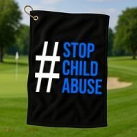 Child Abuse Prevention Awareness Blue Boho Rainbow Pinwheel Golf Towel thumb 1