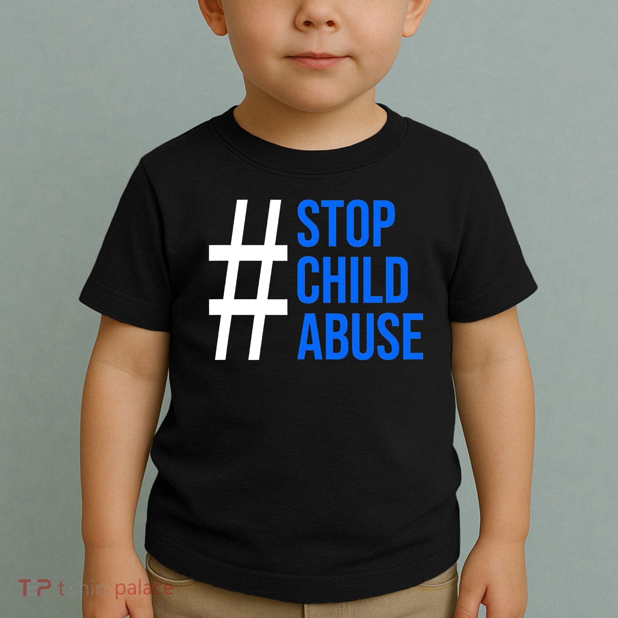 Child Abuse Prevention Awareness Blue Boho Rainbow Pinwheel Toddler T-Shirt