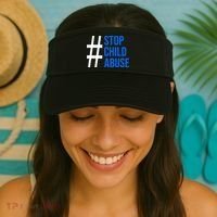 Child Abuse Prevention Awareness Blue Boho Rainbow Pinwheel Visor thumb 2