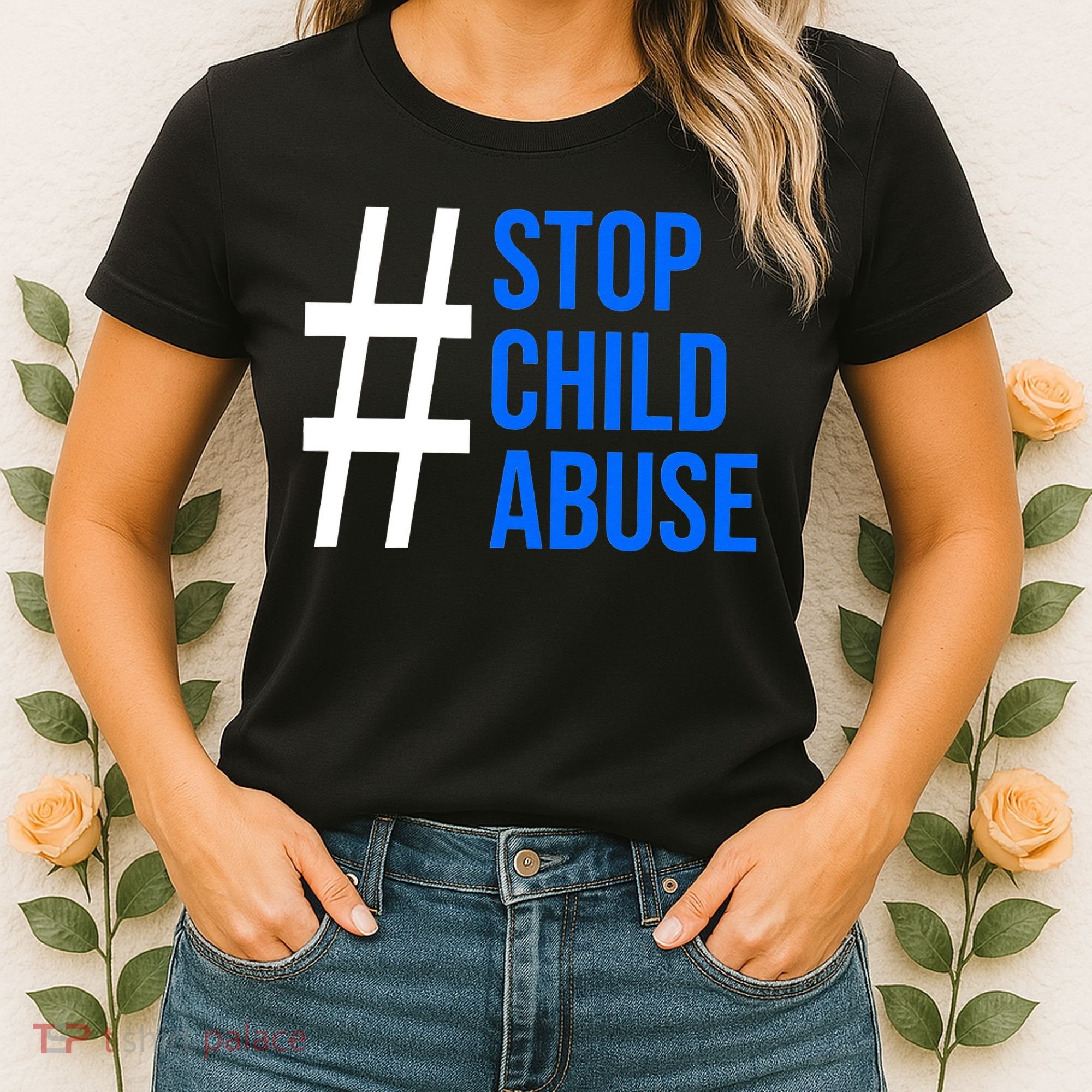 Child Abuse Prevention Awareness Blue Boho Rainbow Pinwheel Women's T-Shirt