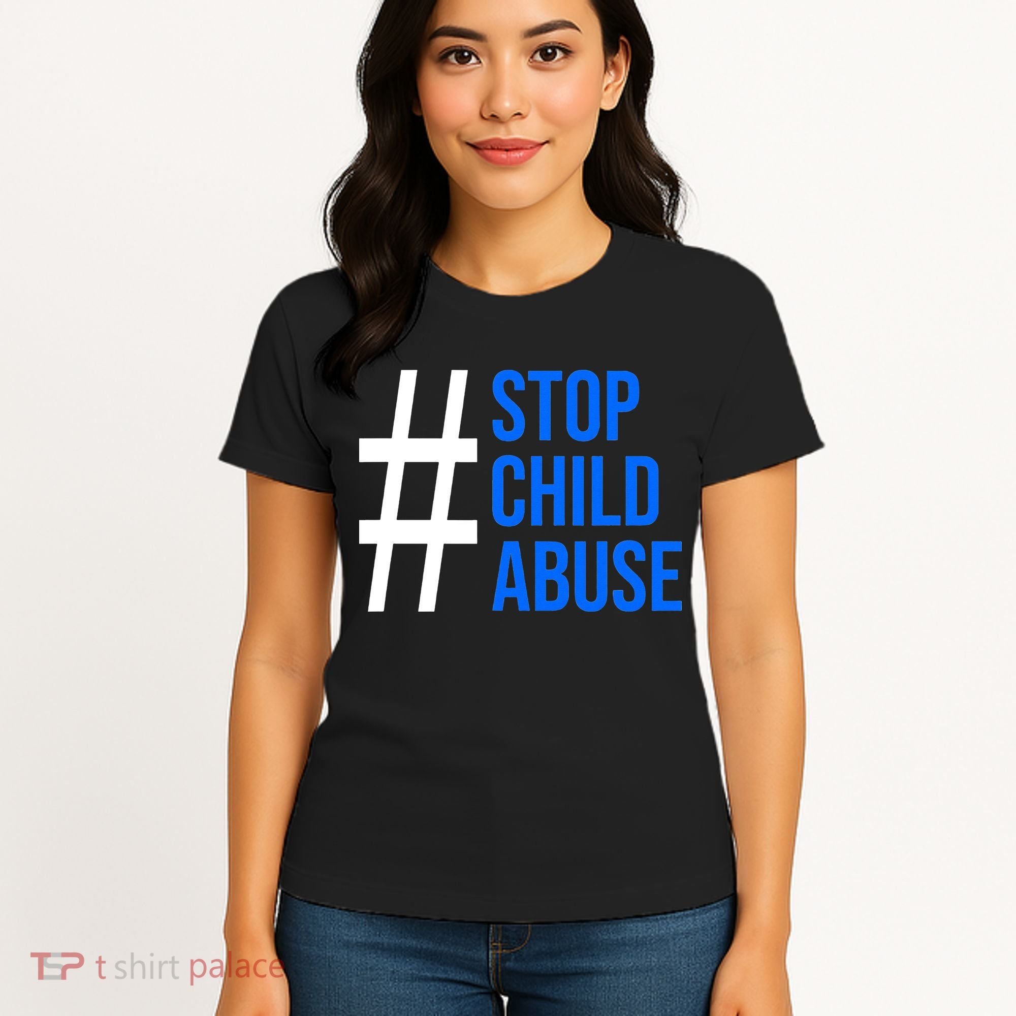Child Abuse Prevention Awareness Blue Boho Rainbow Pinwheel Women's T-Shirt