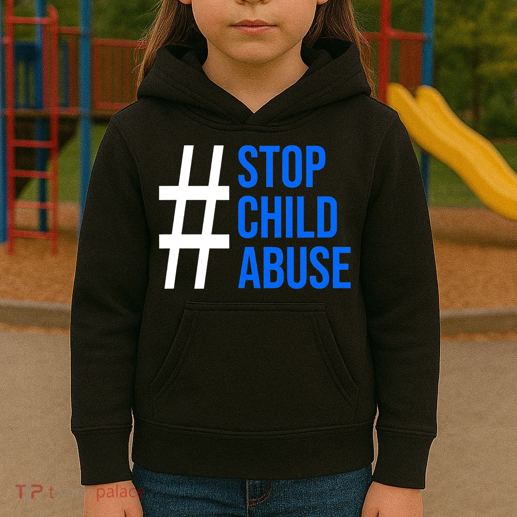 Child Abuse Prevention Awareness Blue Boho Rainbow Pinwheel Kids Hoodie