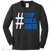 Child Abuse Prevention Awareness Blue Boho Rainbow Pinwheel Kids Long Sleeve Shirt thumb 0