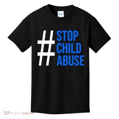 Child Abuse Prevention Awareness Blue Boho Rainbow Pinwheel Kids T-Shirt
