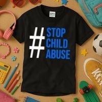 Child Abuse Prevention Awareness Blue Boho Rainbow Pinwheel Kids T-Shirt thumb 3