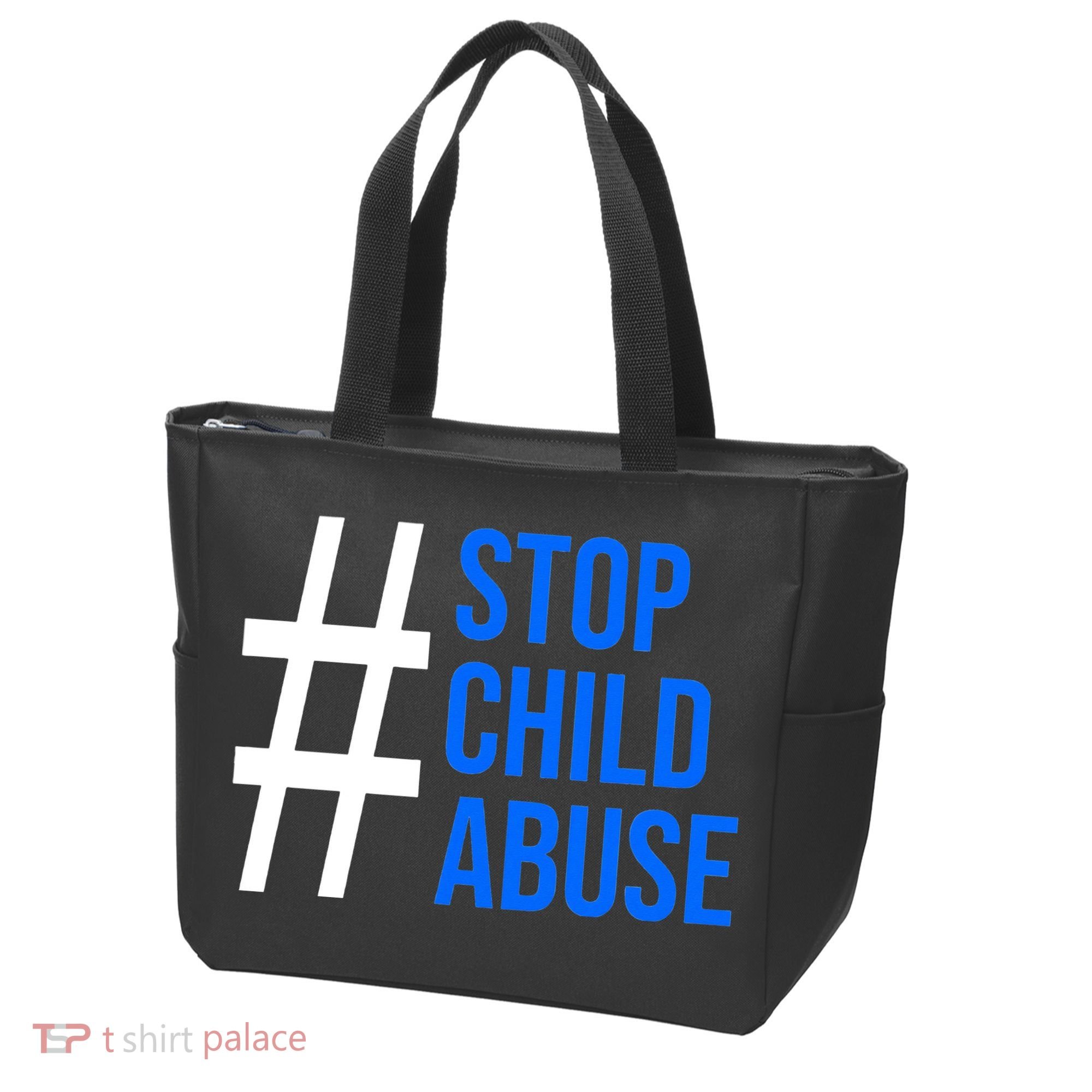 Child Abuse Prevention Awareness Blue Boho Rainbow Pinwheel Tote Bag