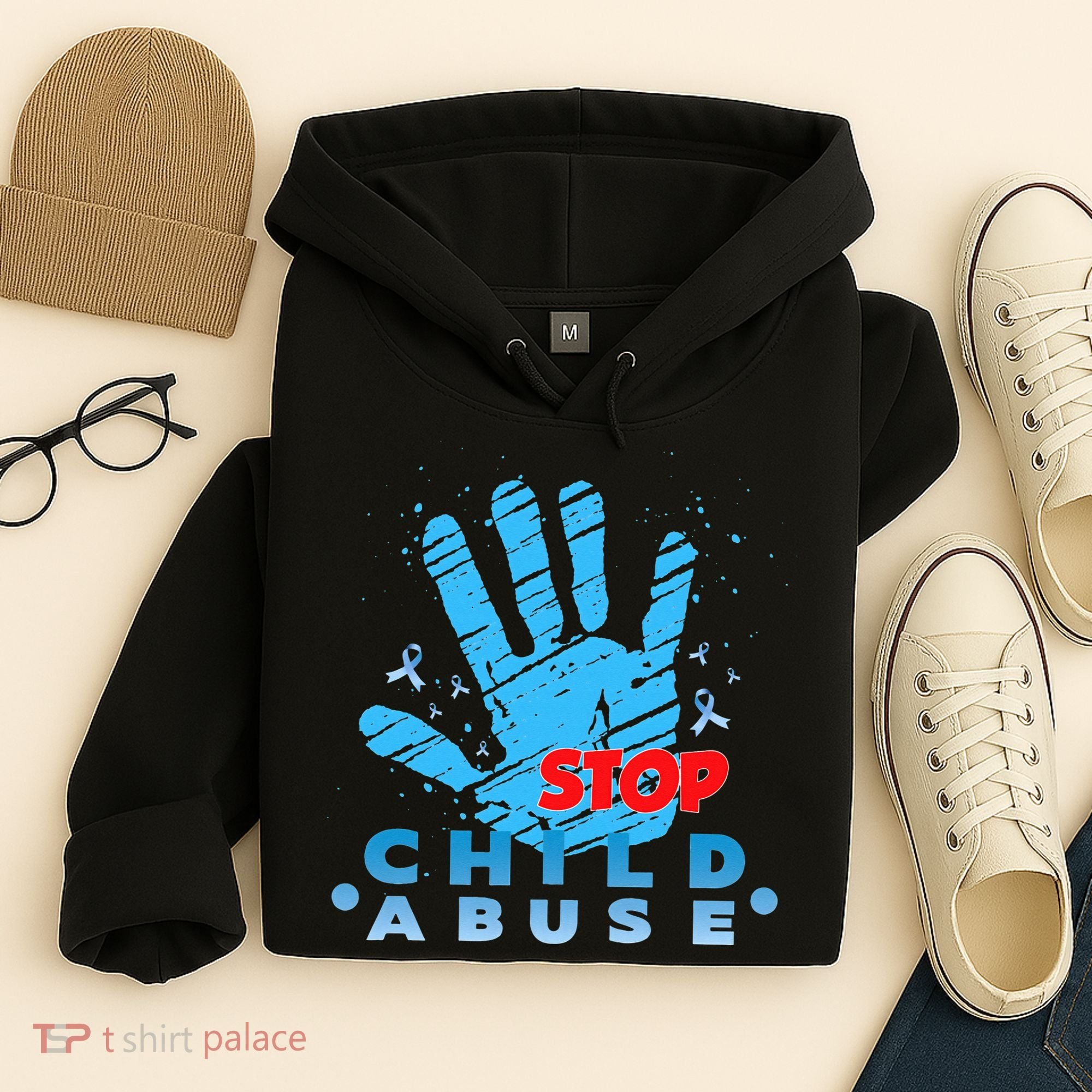Child Abuse Prevention Awareness Month April Blue Ribbon Hoodie