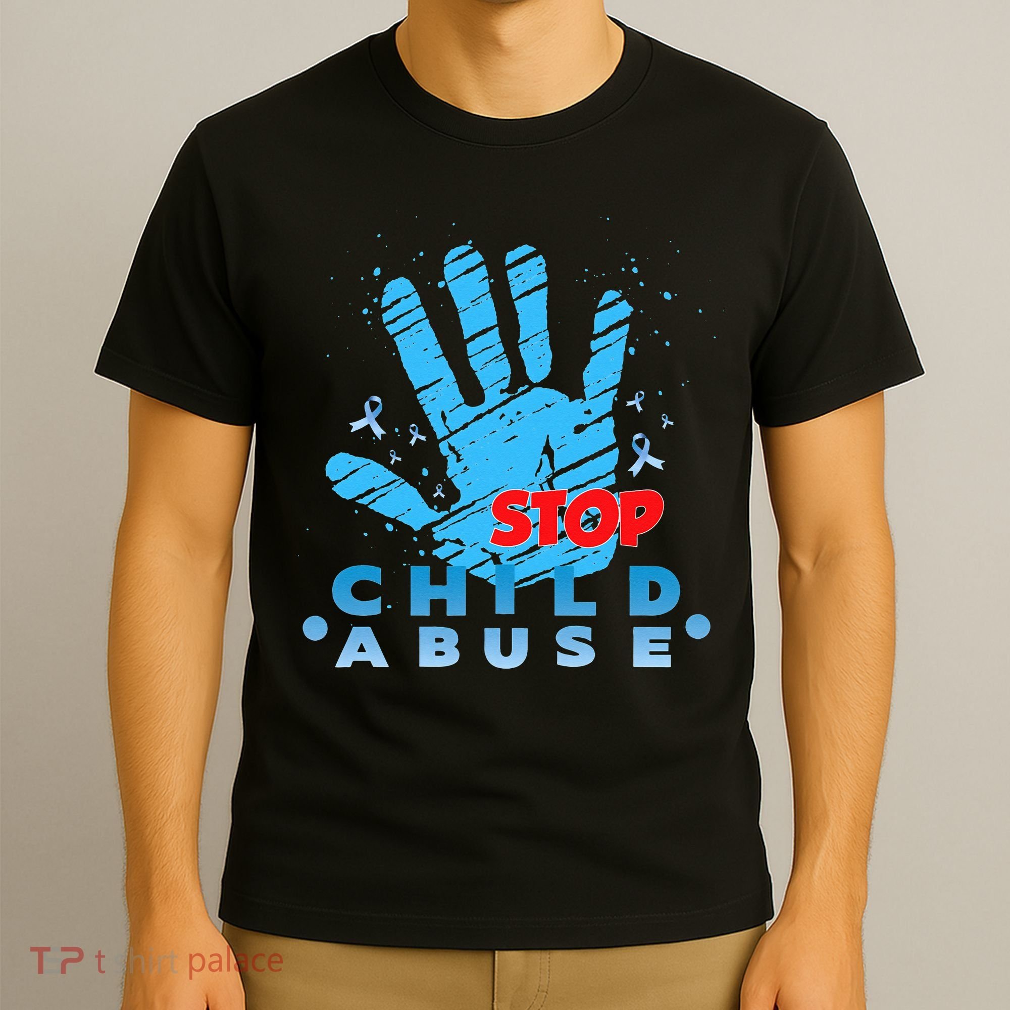 Child Abuse Prevention Awareness Month April Blue Ribbon T-Shirt
