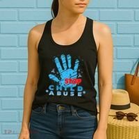Child Abuse Prevention Awareness Month April Blue Ribbon Women's Tank Top thumb 2