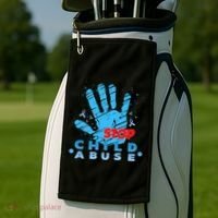Child Abuse Prevention Awareness Month April Blue Ribbon Golf Towel thumb 2