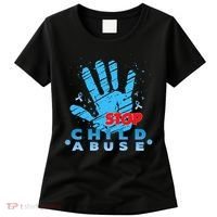 Child Abuse Prevention Awareness Month April Blue Ribbon Women's T-Shirt thumb 0