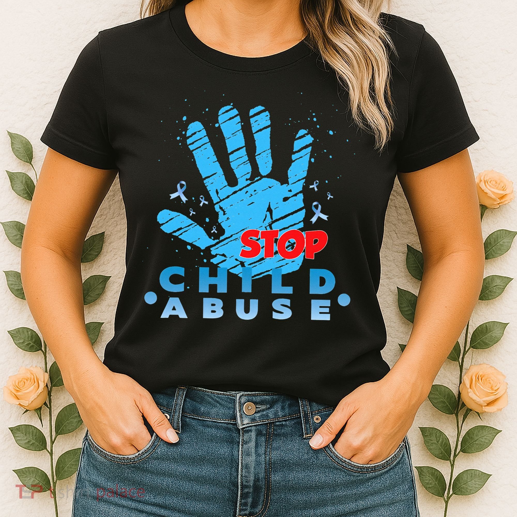 Child Abuse Prevention Awareness Month April Blue Ribbon Women's T-Shirt