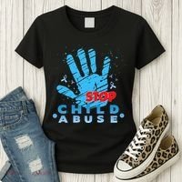 Child Abuse Prevention Awareness Month April Blue Ribbon Women's T-Shirt thumb 3