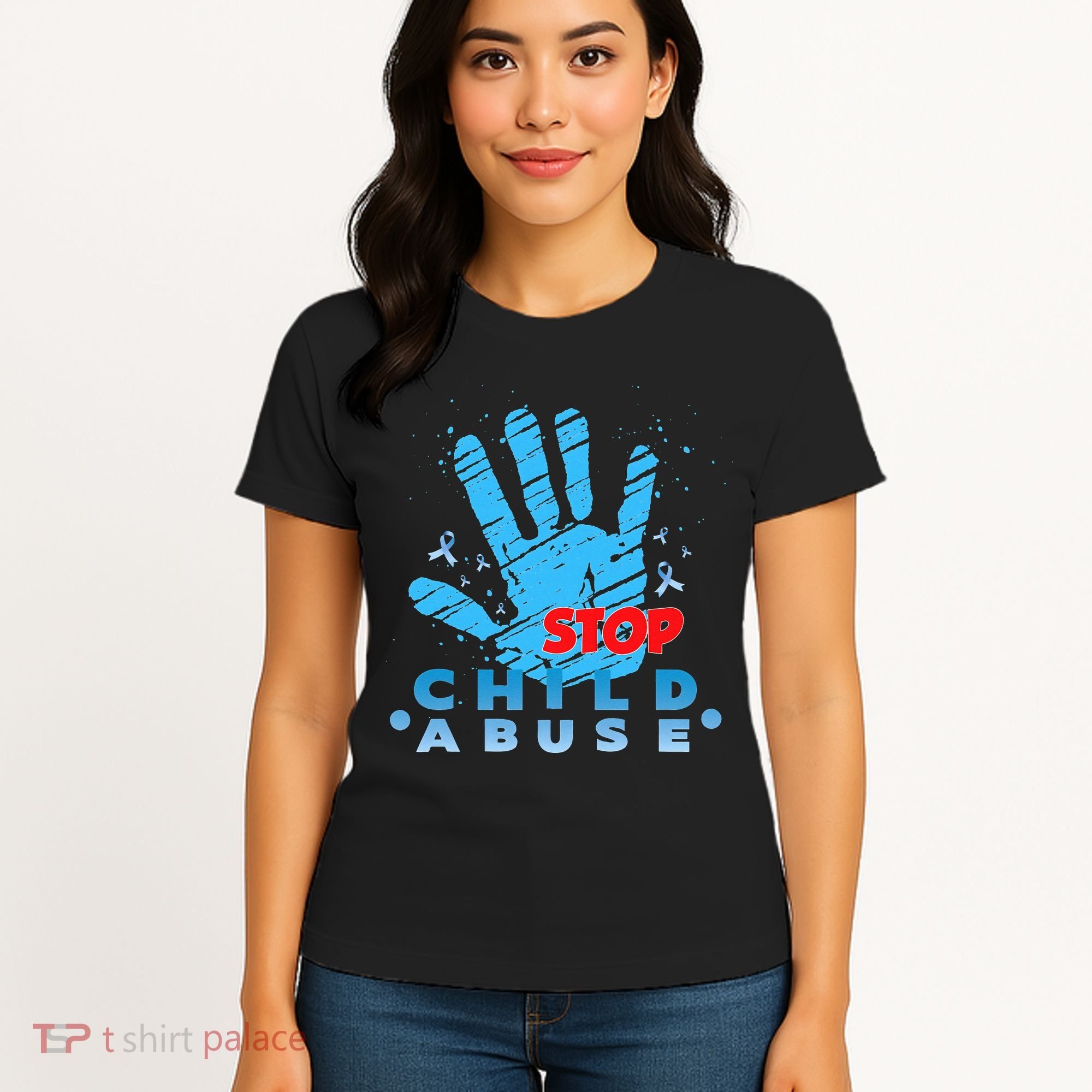 Child Abuse Prevention Awareness Month April Blue Ribbon Women's T-Shirt